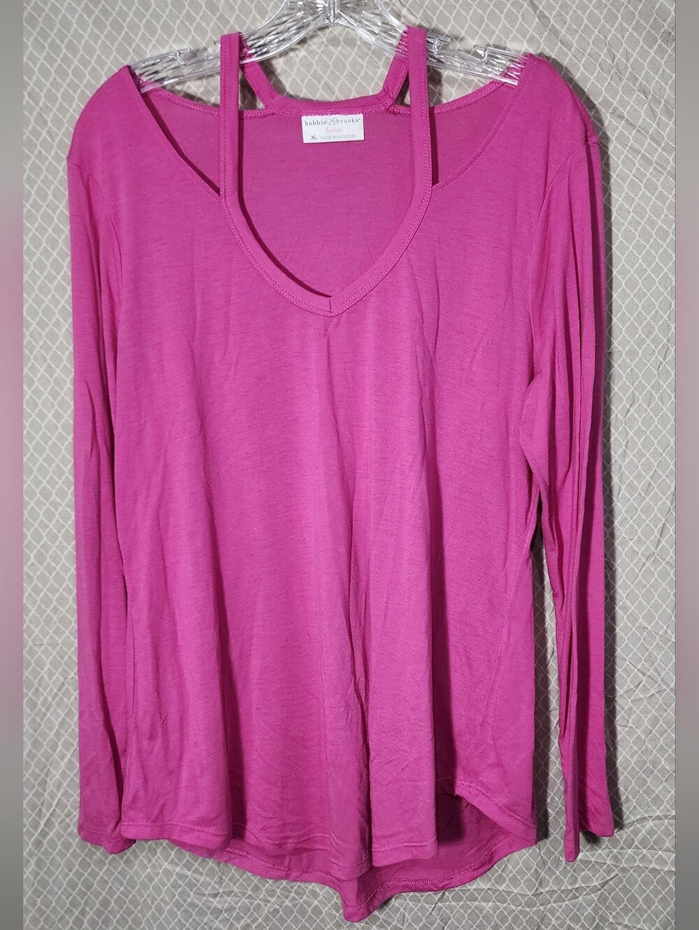 Bobbie Brooks Pink  Peep Shoulder Lightweight Long Sleeve Women's XL